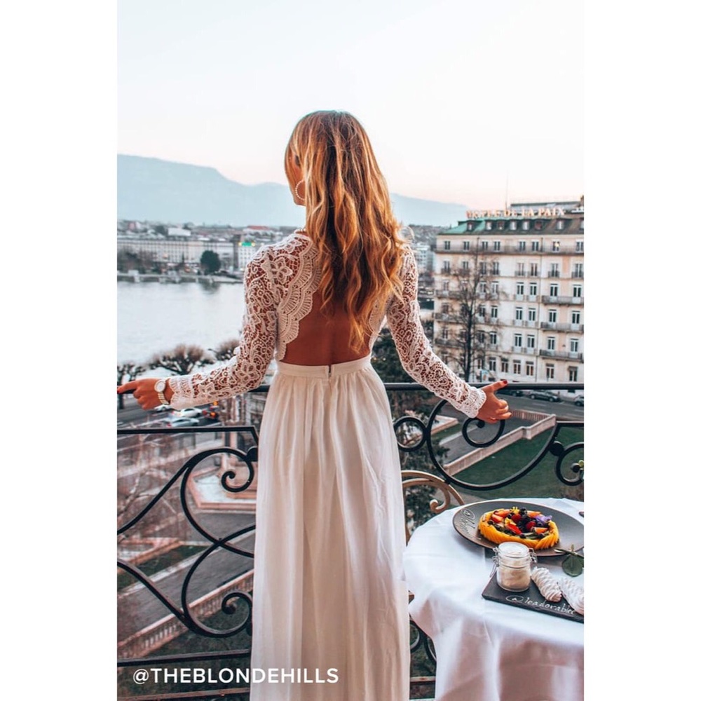 Lulu’s Awaken My Love White Long Sleeve Lace Dress
